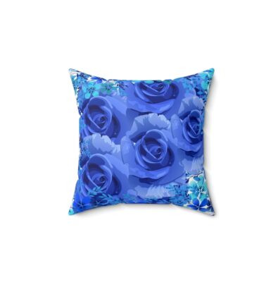 Interiows Decors- Vibrant Blue Roses Square Pillow | Elegant Floral Decorative Cushion for Living Room