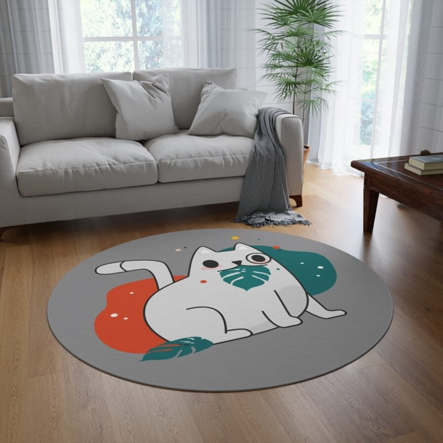 Playful Cat Round Rug | 60" Diameter – Cozy Home Decor for Animal Lovers