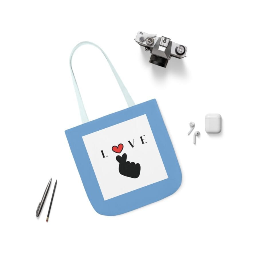 Love Canvas Tote Bag with Colorful Straps - Perfect Gift for Valentine's Day