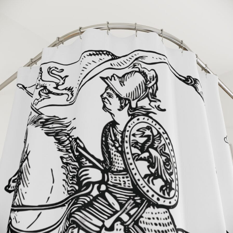 Black & White Regal Knight Waterproof Shower Curtain – Polyester,  Easy Installation with  12 buttonholes 71" × 74"