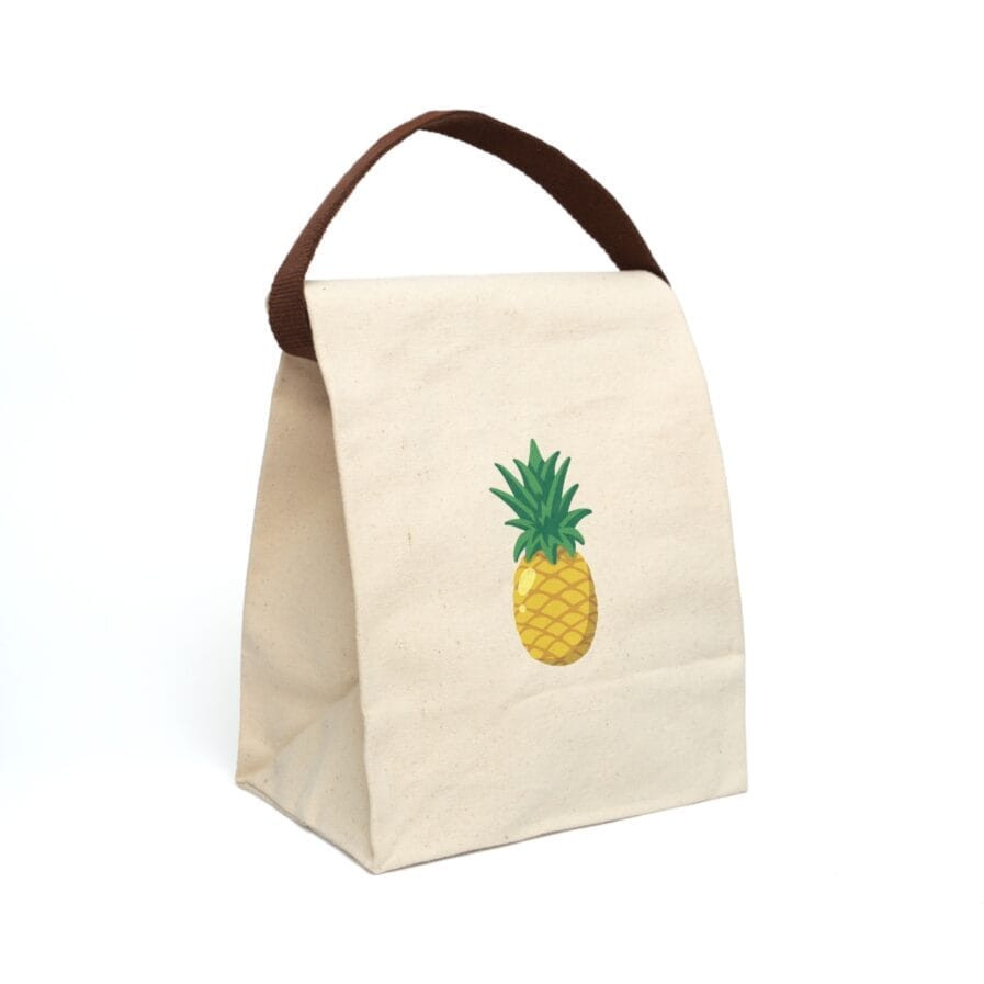 Fun Pineapple Canvas Lunch Bag with Strap - Eco-Friendly Tote for Kids & Adults