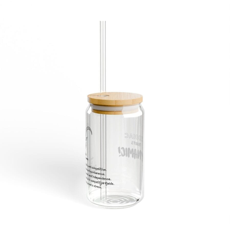 Aries Zodiac Sign Glass Tumbler - 16oz with Lid & Straw