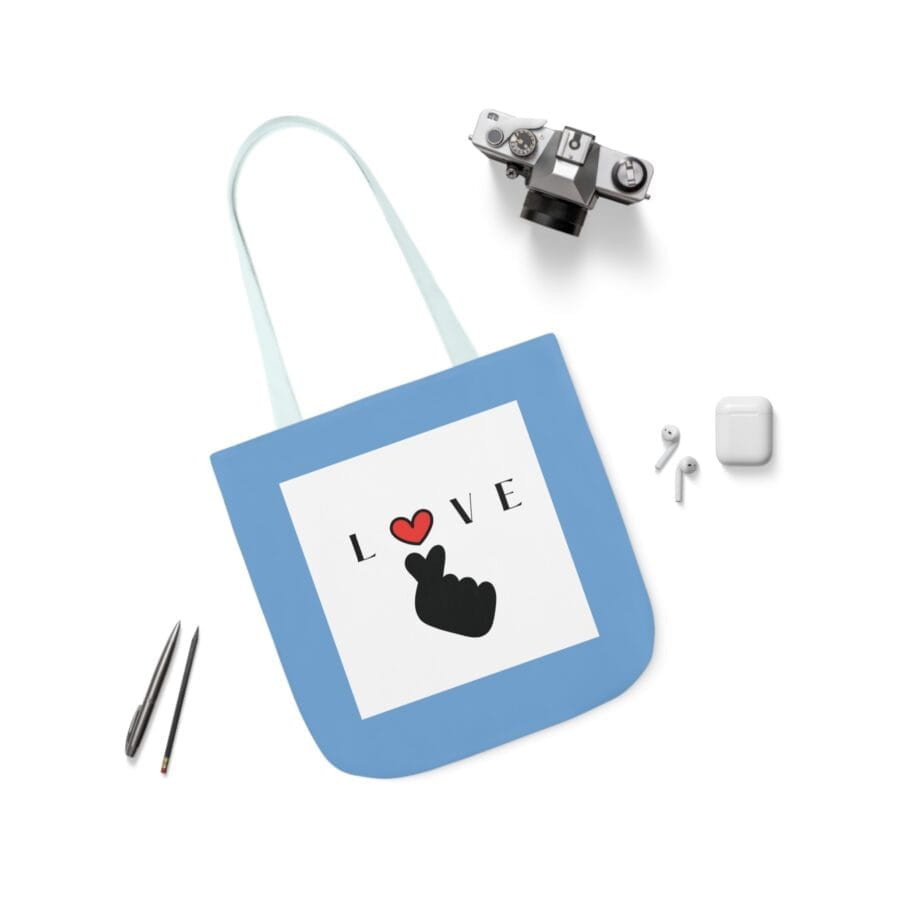 Love Canvas Tote Bag with Colorful Straps - Perfect Gift for Valentine's Day