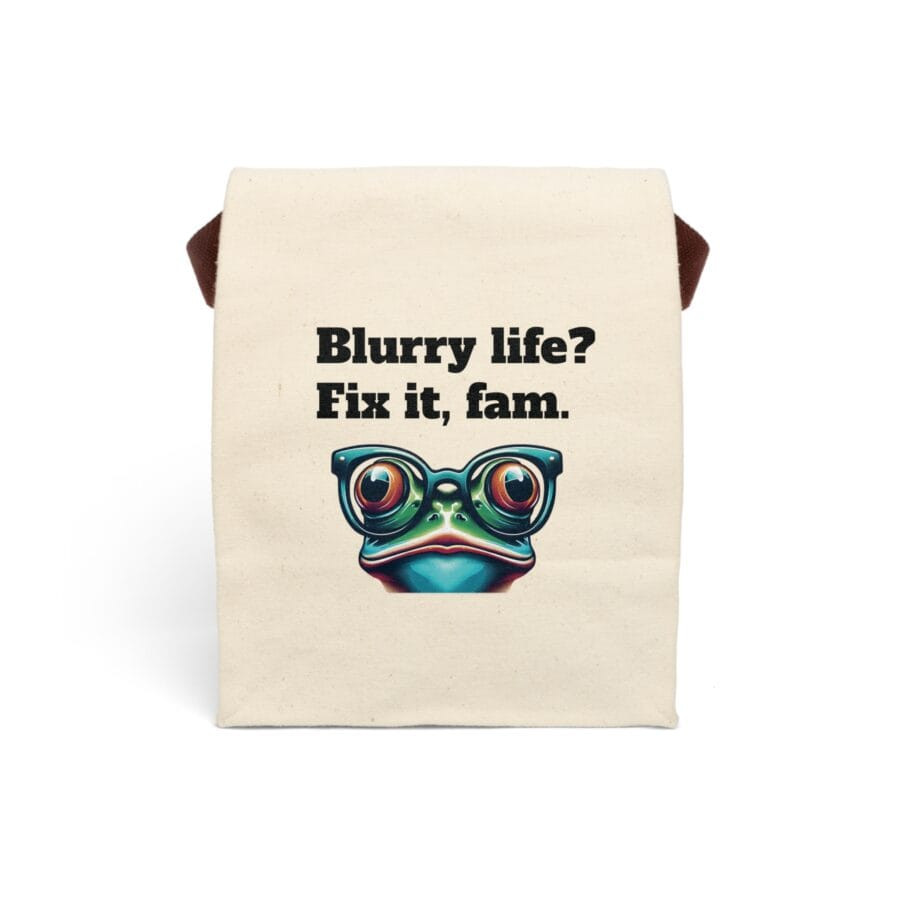 Canvas Lunch Bag, Blurry life Fix it, fam Tote Bag Quote, Gen Z College Shopping, Cotton Bag with Black Strip, Reusable