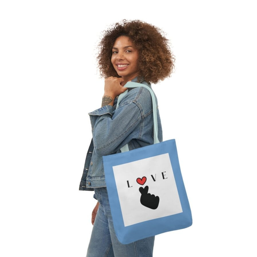 Love Canvas Tote Bag with Colorful Straps - Perfect Gift for Valentine's Day