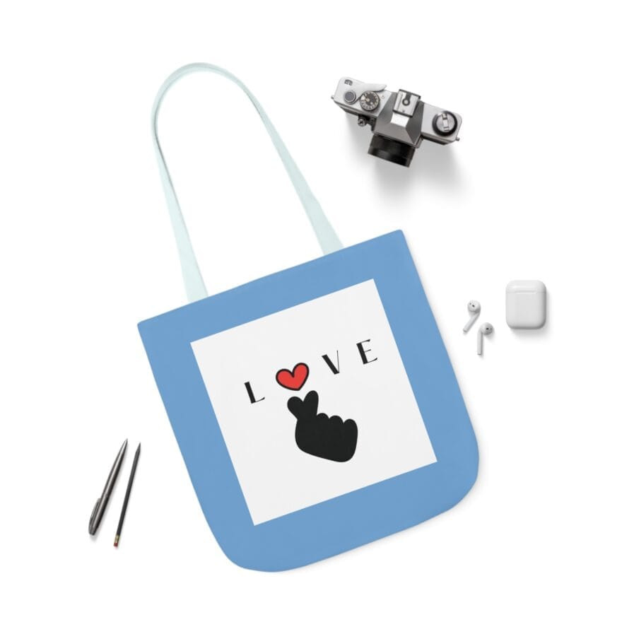 Love Canvas Tote Bag with Colorful Straps - Perfect Gift for Valentine's Day