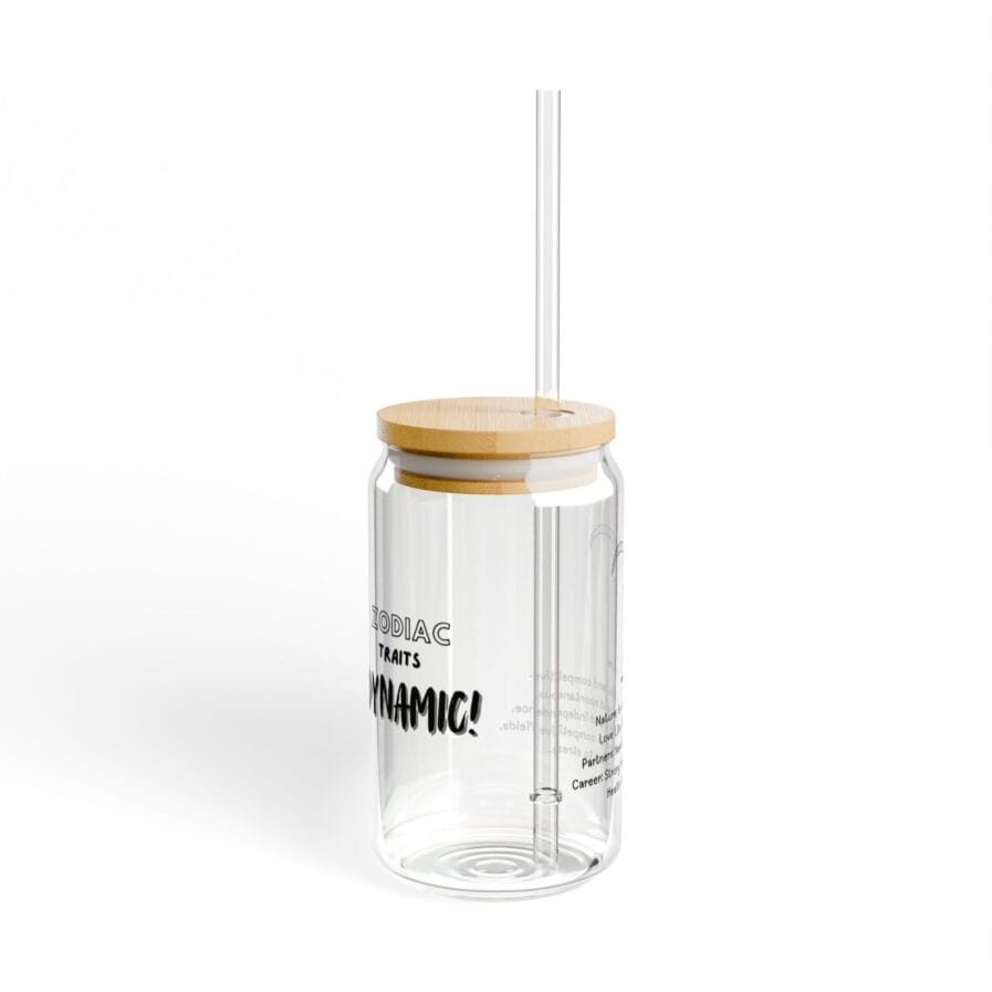 Aries Zodiac Sign Glass Tumbler - 16oz with Lid & Straw