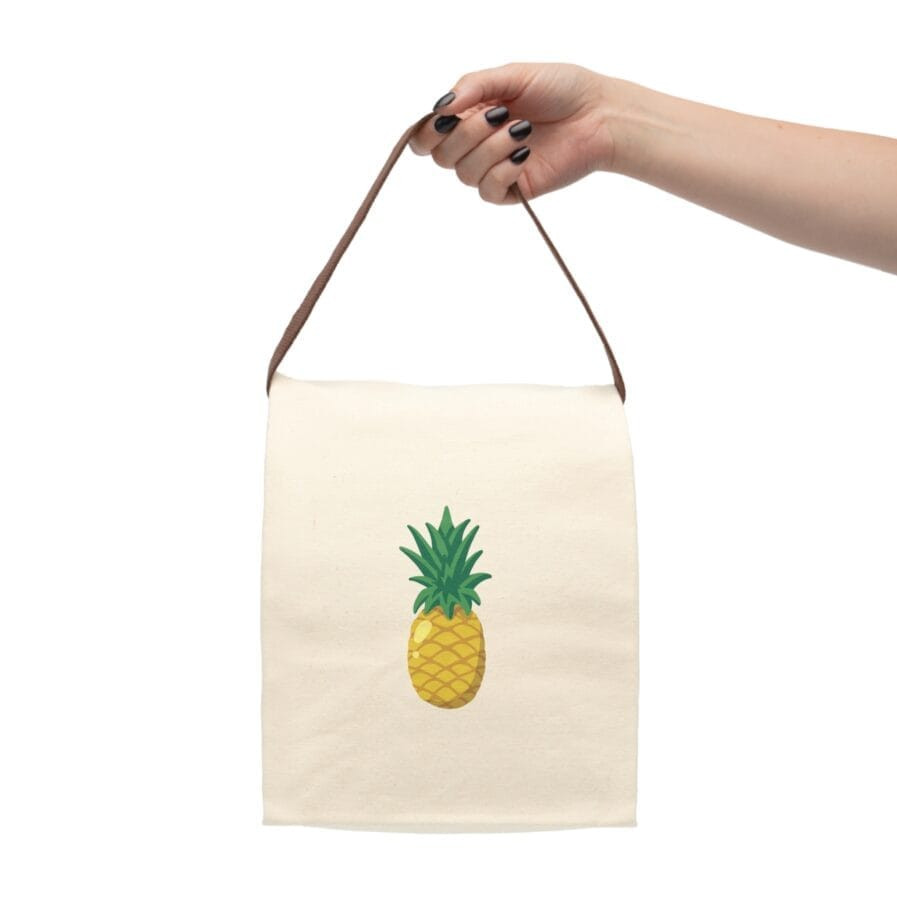 Fun Pineapple Canvas Lunch Bag with Strap - Eco-Friendly Tote for Kids & Adults