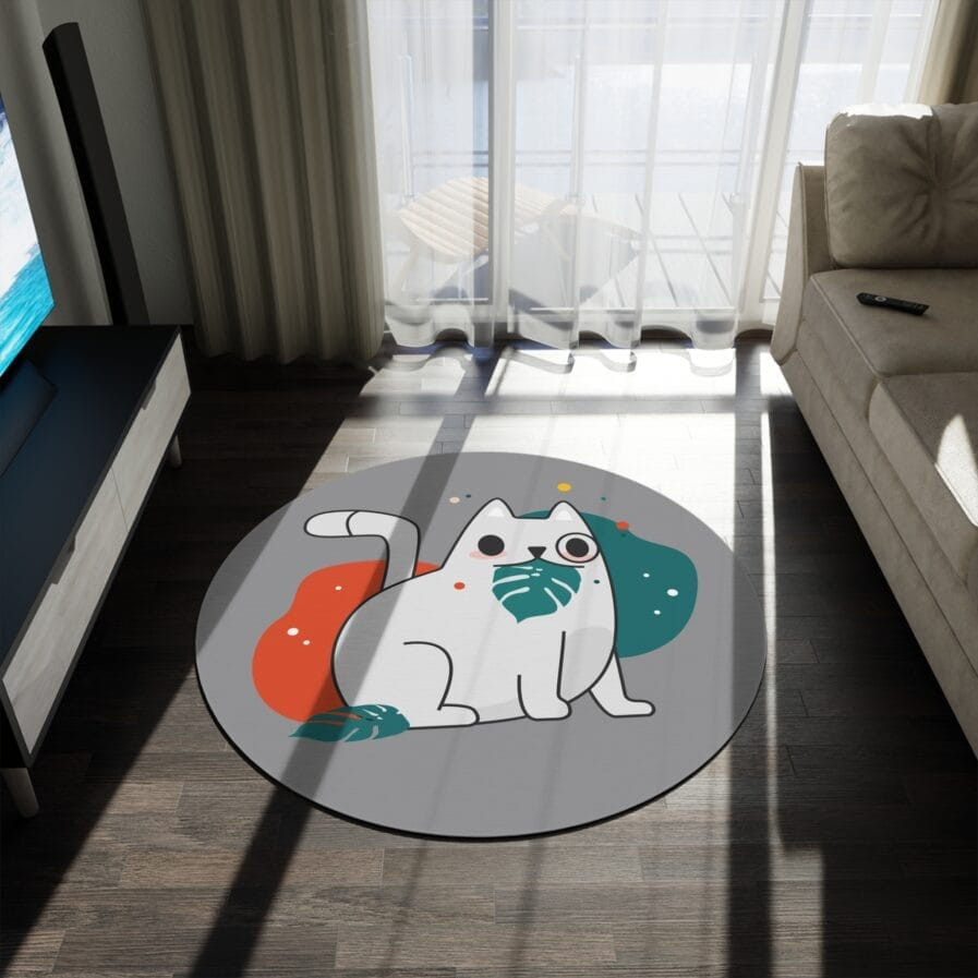 Playful Cat Round Rug | 60" Diameter – Cozy Home Decor for Animal Lovers
