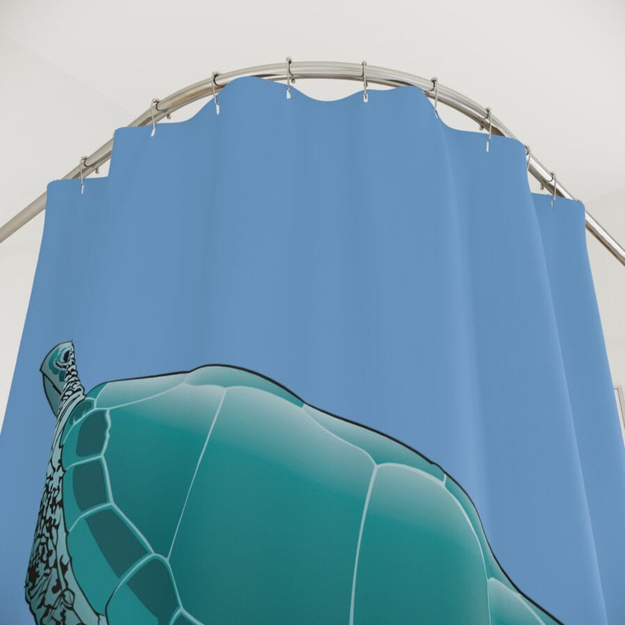 Blue Ocean Turtle Shower Curtain - Polyester Fabric - Size 71x74 Inch
