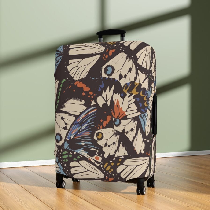 Butterfly Floral Luggage Cover, Travel Accessory, Suitcase Protector, Gift for Travel Lovers