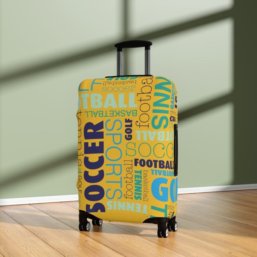 Yellow Rugby Soccer Theme Luggage Cover, Travel Accessory, Suitcase Protector,