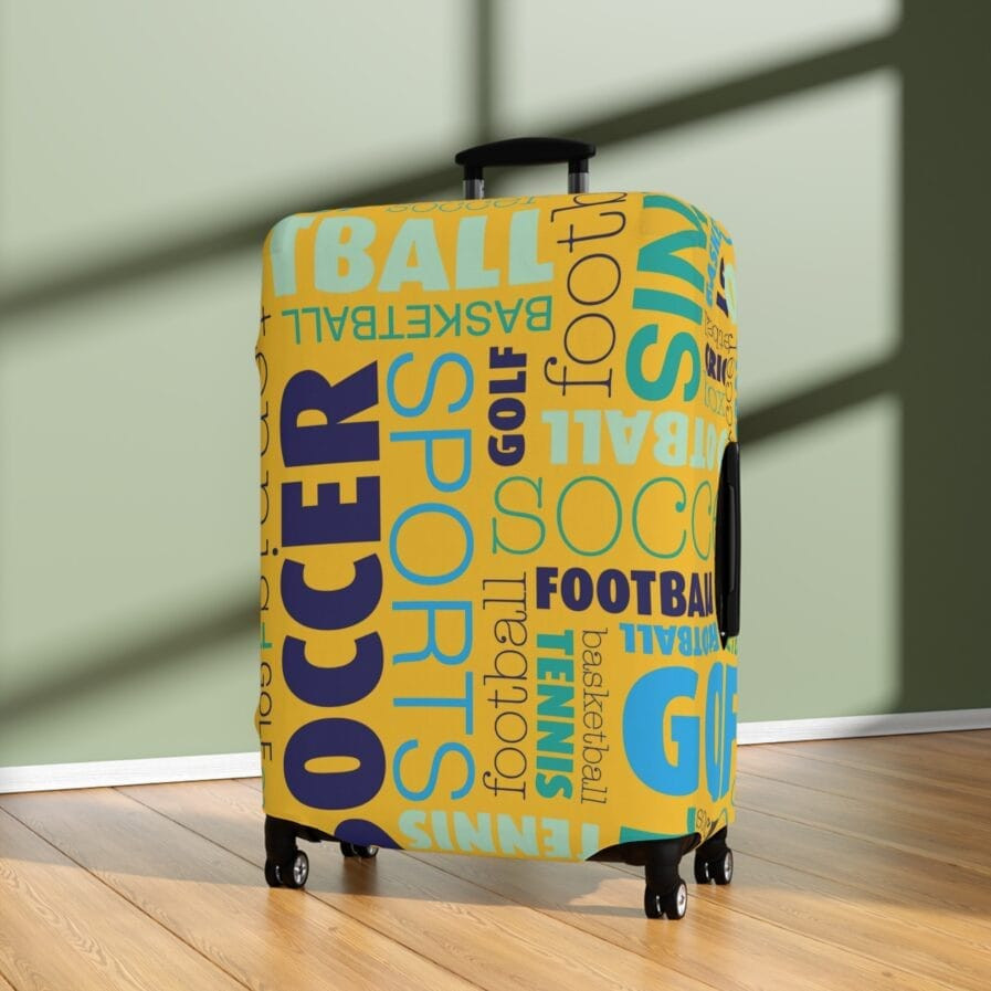 Yellow Rugby Soccer Theme Luggage Cover, Travel Accessory, Suitcase Protector,