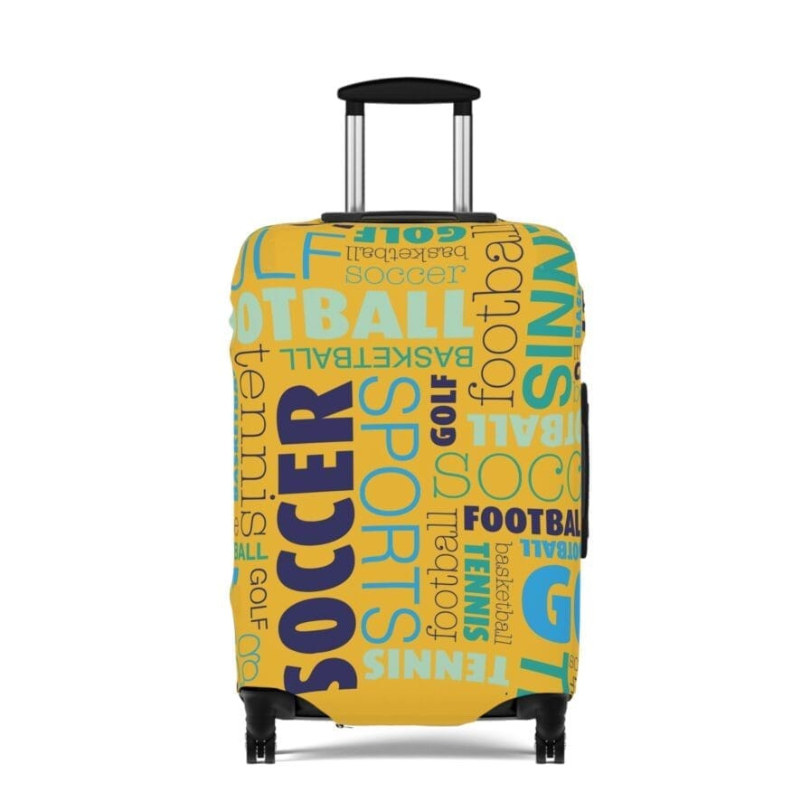 Yellow Rugby Soccer Theme Luggage Cover, Travel Accessory, Suitcase Protector,