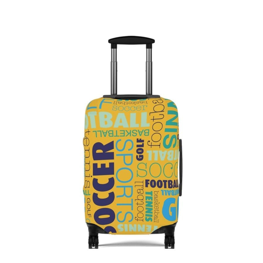 Yellow Rugby Soccer Theme Luggage Cover, Travel Accessory, Suitcase Protector,