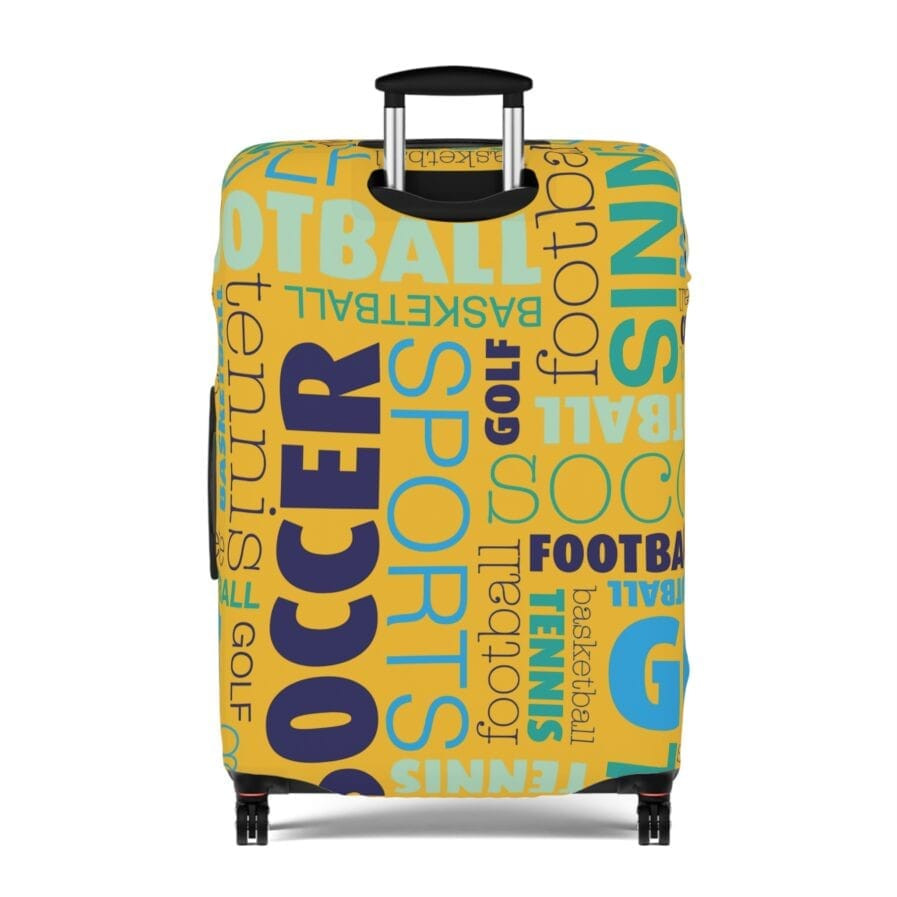 Yellow Rugby Soccer Theme Luggage Cover, Travel Accessory, Suitcase Protector,