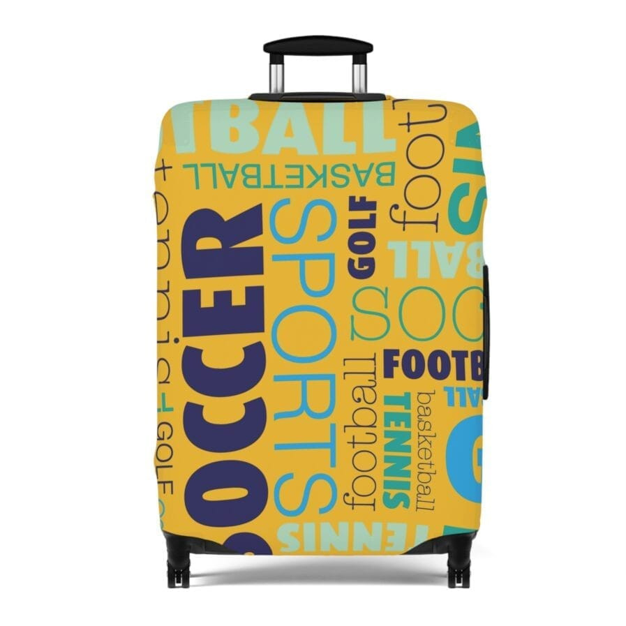 Yellow Rugby Soccer Theme Luggage Cover, Travel Accessory, Suitcase Protector,