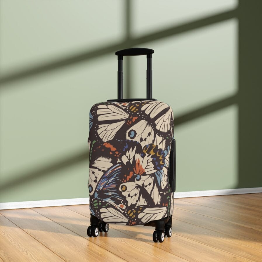 Butterfly Floral Luggage Cover, Travel Accessory, Suitcase Protector, Gift for Travel Lovers
