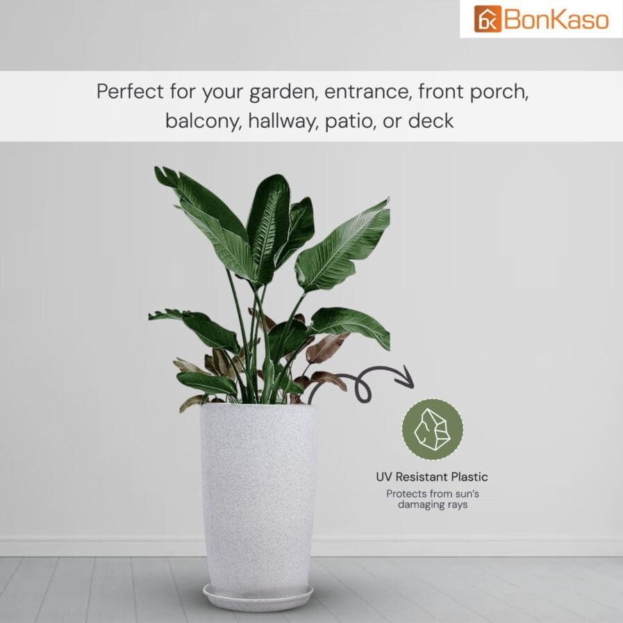 Elegant 14-Inch Tall Polymer Flower Pot | Indoor & Outdoor Weather-Resistant Planter