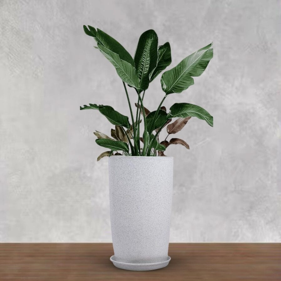 Elegant 14-Inch Tall Polymer Flower Pot | Indoor & Outdoor Weather-Resistant Planter