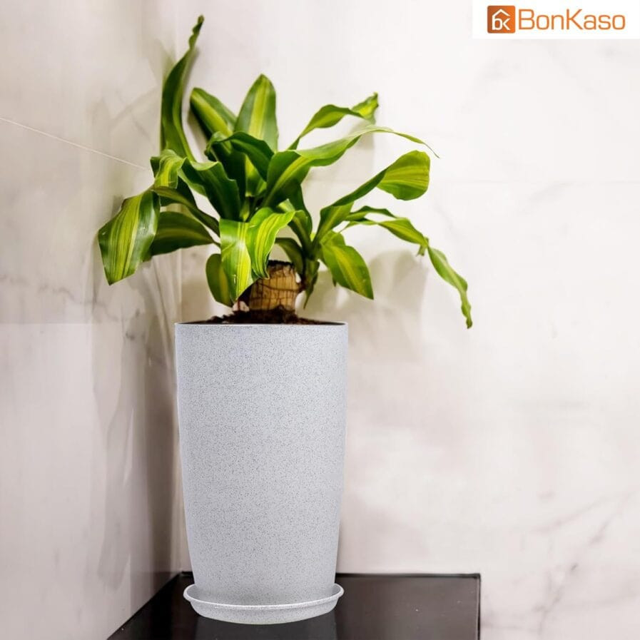 Elegant 14-Inch Tall Polymer Flower Pot | Indoor & Outdoor Weather-Resistant Planter
