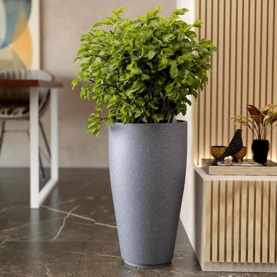 Tall Flower Pot 24 Inch  - Durable Polymer Indoor Outdoor